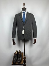 New Armani Collezioni Grey Unlined Patch Elbow Blazer Jacket Size US 42 EUR 52