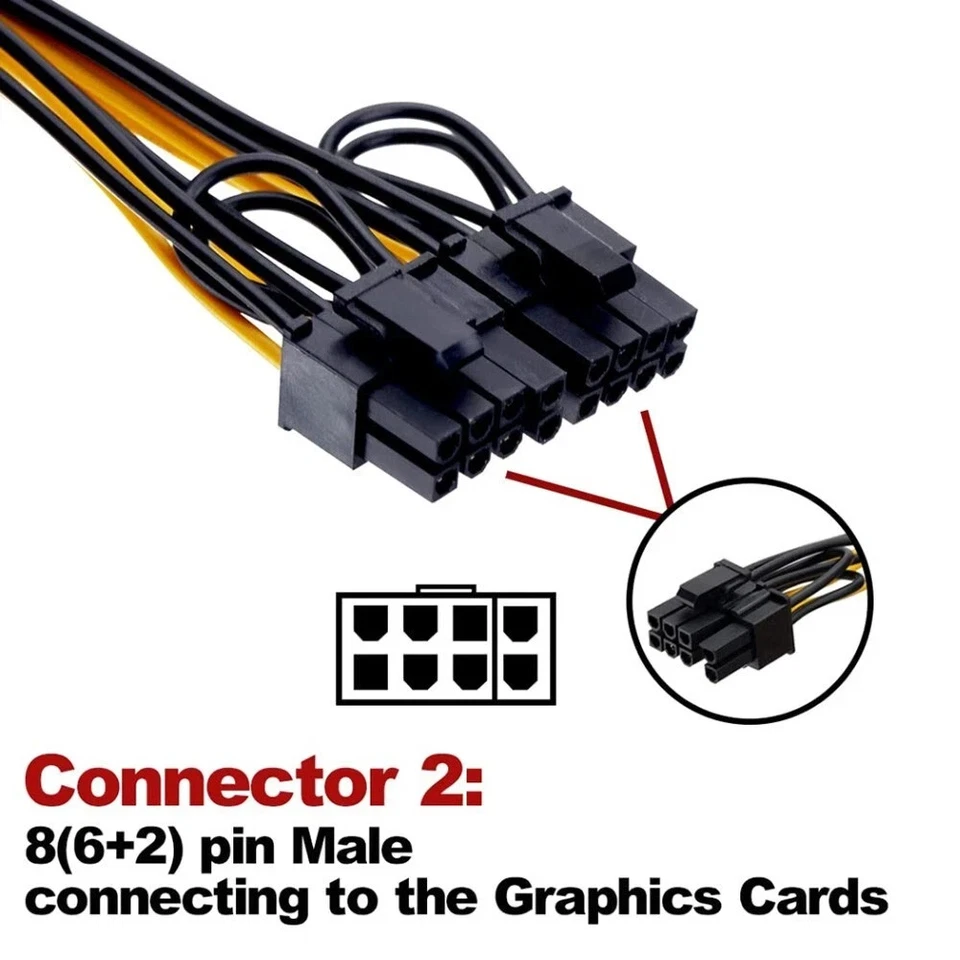 PCI Express 6 pin Female to Dual PCI-E 8( 6+2) pin Male GPU Power Cable Adaptor - Image 4 of 4