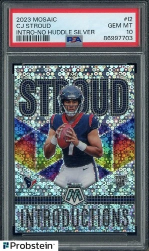 2023 Panini Mosaic Intro. No Huddle Silver #I2 CJ Stroud Texans RC Rookie PSA 10