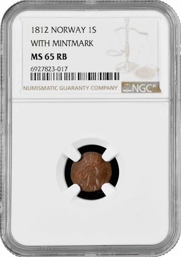 Norway 1 skilling 1812, NGC MS65 RB, "King Frederick VI (1808 - 1814)"