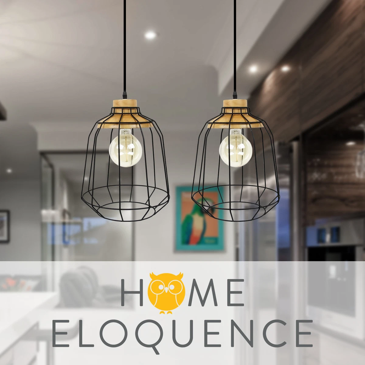 Timber and black pendant light deals