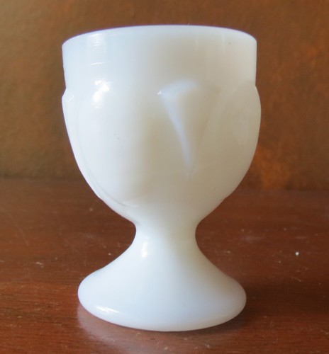 Hazel Atlas Chalice White Opaline Milk Glass 2 58” Egg Cup