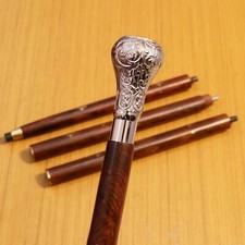 Designer Antique Brass Knob Handle 3 Fold Wooden Walking Stick Cane