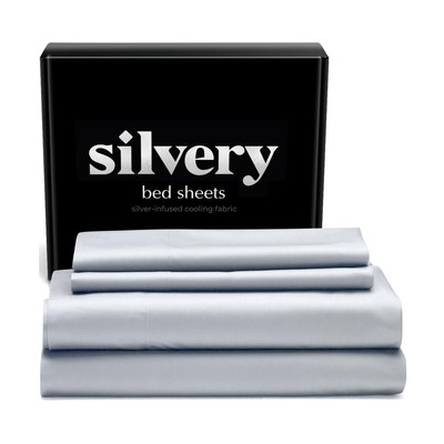Silvery Silver Infused Bed Sheets Set - Award-Winning Self-Cooling Fabric wit...