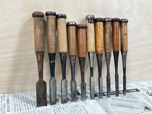 Vintage Japanese Chisel 10set Nomi /Hand Plane Saw Iron Hammer Hand Tool/d63 - Picture 20 of 22
