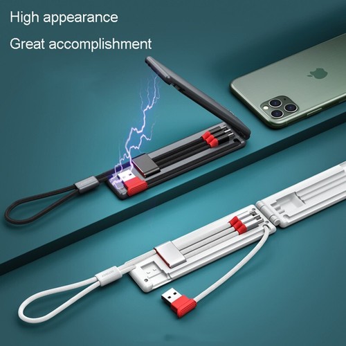 3In1 Phone Charge Cables USB Storage Case Type C 8-Pin Connector Fast Charging - Photo 9 sur 15