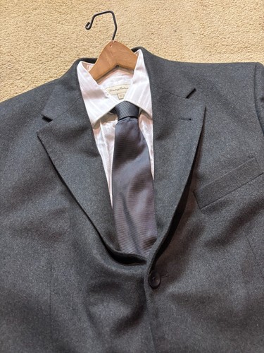 Oscar De La Renta Wool Cashmere Charcoal Blazer Sport Coat Suit Jacket Men's 44R - Picture 7 of 8