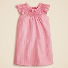 New Crewcuts Girls Nightgown 12 Smocked Sleeveless Ivory Candy Apple Red Striped