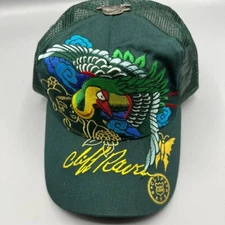 Vintage Cliff Raven Hat Green Ed Hardy Japanese tattoo Snap back Trucker Cap 90s