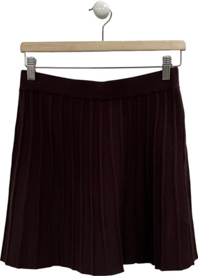 New Look Brown Knitted Pleated Skirt UK S