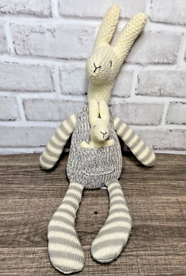 Jiggle & Giggle Australia Knit Cream Gray Stripe llama Kangaroo Stuffed Animal