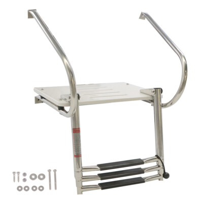 With Telescoping 2 Handr 3-Step Stainless Steel Ship Ladder With Platform Marine
