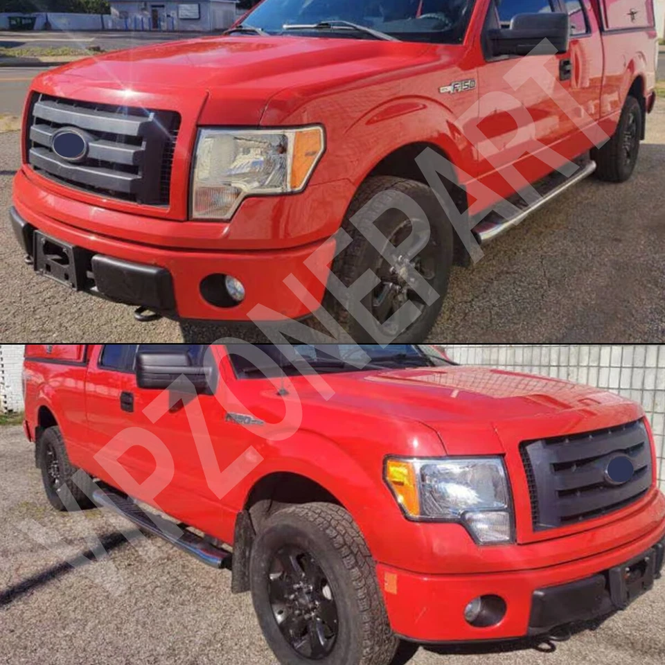 For 2009-2014 Ford F150 F-150 Steel Front Bumper Face Bar Upper Grille Race Red Foto 3 de 4