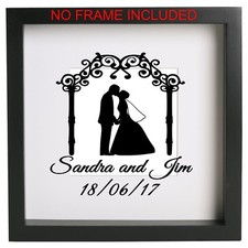 Wedding Day Personalised Vinyl Decal Ribba Box Frame Sticker Gift Anniversary .