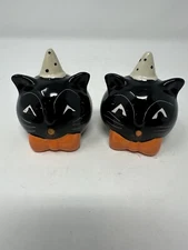 Black Cat Halloween Salt & Pepper Shaker Set, Black Cat Salt & Pepper, NEW