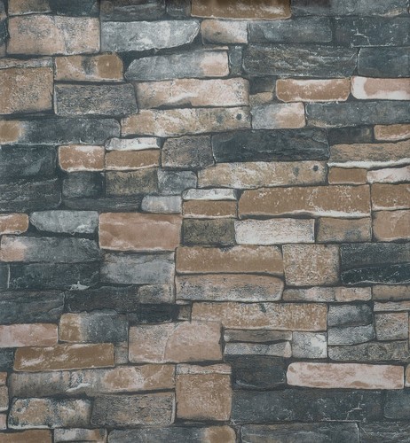 Realistic 3D Vintage Brick Effect Rustic Stone Grey Textured Vinyl Wallpaper - Picture 37 of 64