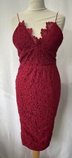 Rare London Red Lace Lined Dress Size 10 Sleeveless Short Polyester Women’s 
