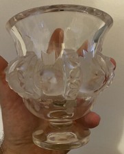 Superbo Vaso Lalique France Con Piedistallo Vasetto In Vetro Cristallo Satinato