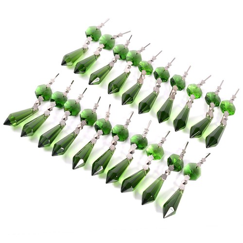 Green Chandelier Icicle Crystal Prisms Glass Bead Lamp Decoration Pendant 20Pcs - Bild 4 von 6