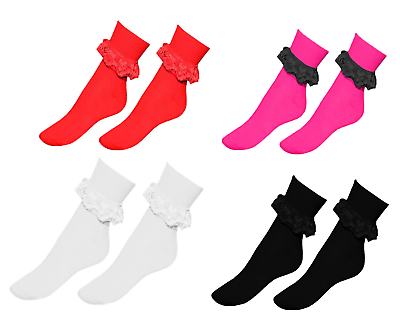 12X Pairs of Women Ladies Frilly Lace Top Cotton TRAINER Ankle Anklet Socks Girl 