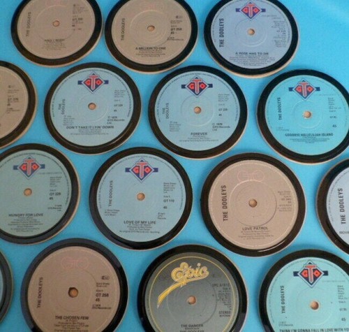 THE DOOLEYS DRINKS COASTERS made using original Upcycled vinyl record Singles - Picture 6 of 9