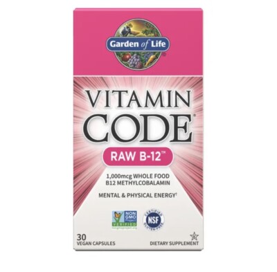 Garden of Life Vitamin Code Raw B-12 30 Vegan Caps Gluten-Free, Kosher, No