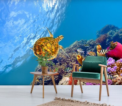 3D See Schildkröte M12946 Tapete Wandbild Selbstklebend Abnehmbare Aufkleber Eve
