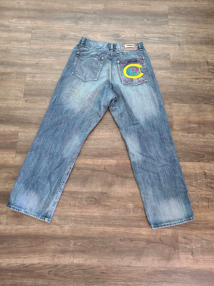 Vintage Mens Coogi Australia Denim Jeans Cross Bones Colorful 34 x