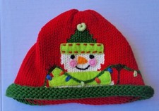 Christmas Holiday Knit Baby Snowman Hat Cap Size 6-12 months VGUC