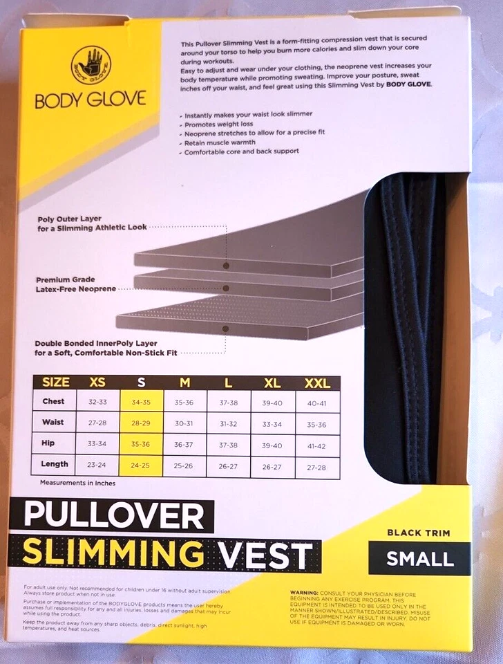 Body Glove Mens Pullover Slimming Vest Small Black Trim BG-VS021-101 NIB NEW - Image 2 of 4