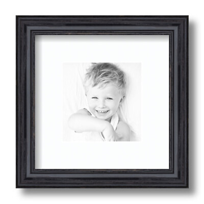 ArtToFrames Matted 9x9 Black Picture Frame with 2'' Mat, 5x5 Opening 4083
