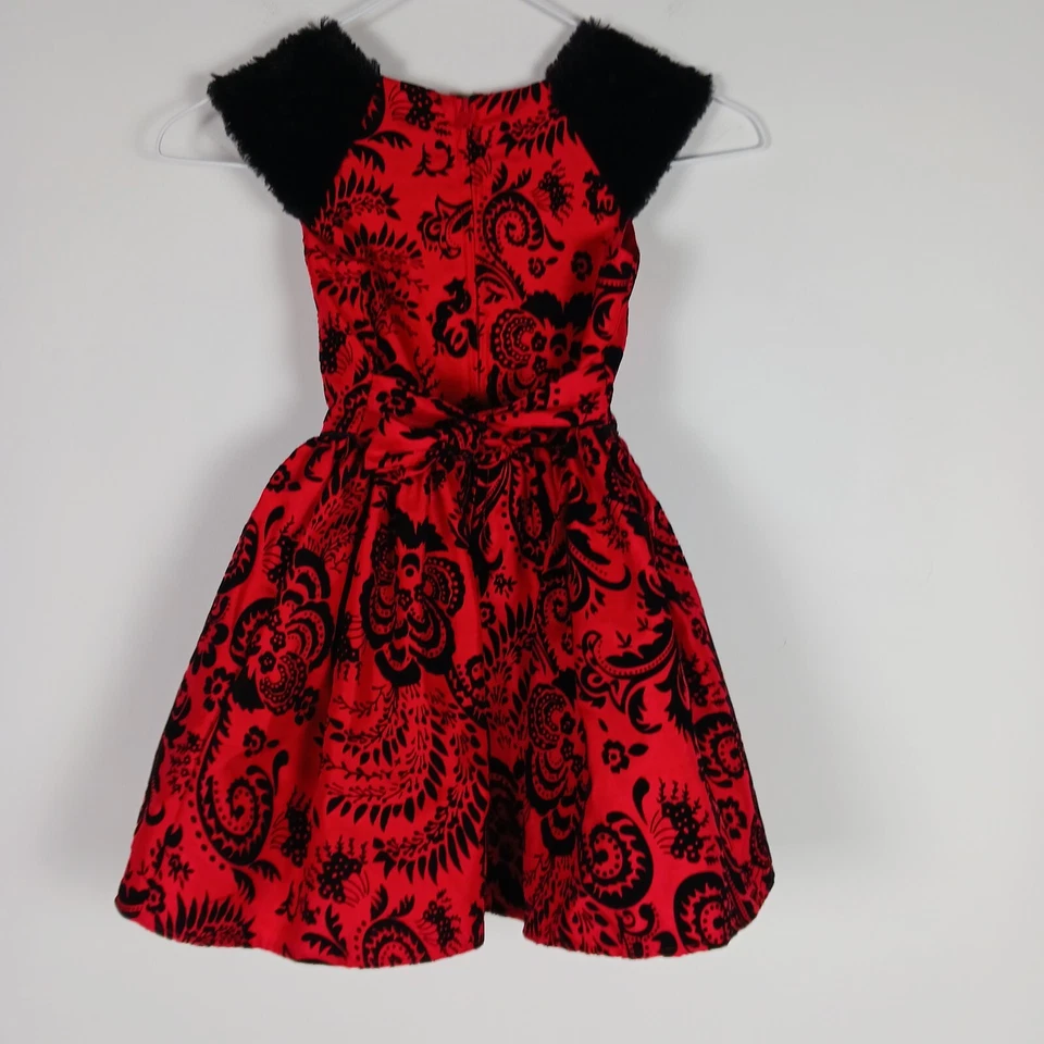 Vestido de piel flocada Wonder Nation para niña talla 5 rojo y negro para ocasiones especiales Foto 4 de 4