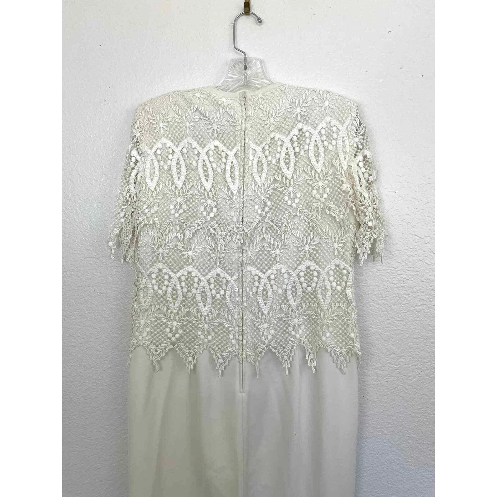 OFF WHITE Abito top vintage Karen Miller New York donna lungo all'uncinetto bianco all'uncinetto medio