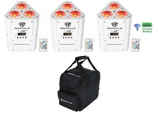  3 Rockville RockWedge LED White RGBWA UV Rechargeable Wireless DMX Lights Bag