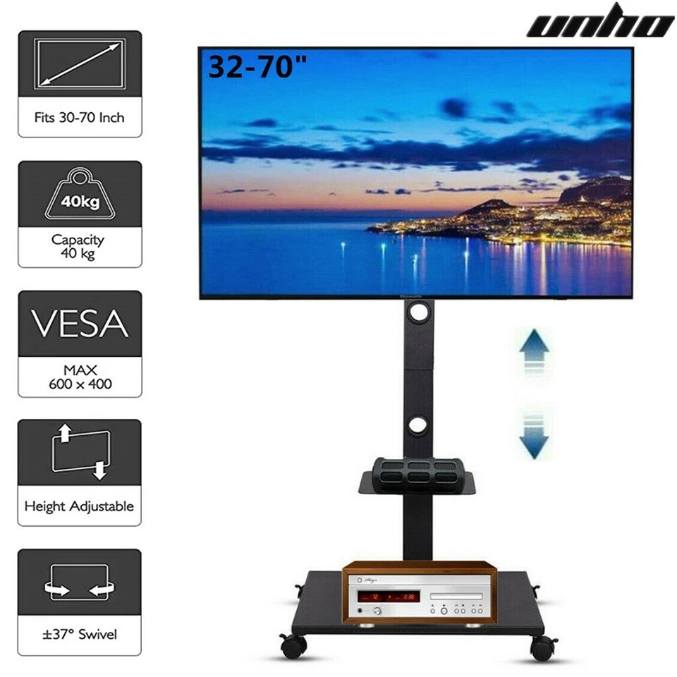 TV Ständer Bodenständer 55 65 70 Zoll TV Standfuss mit Rollen HöhenverstellbarTV - Bild 3 von 4