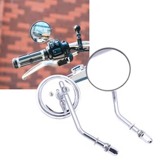 Chrome Round Motorcycle Mirrors For Harley Davidson Softail Dyna Bobber Roadster
