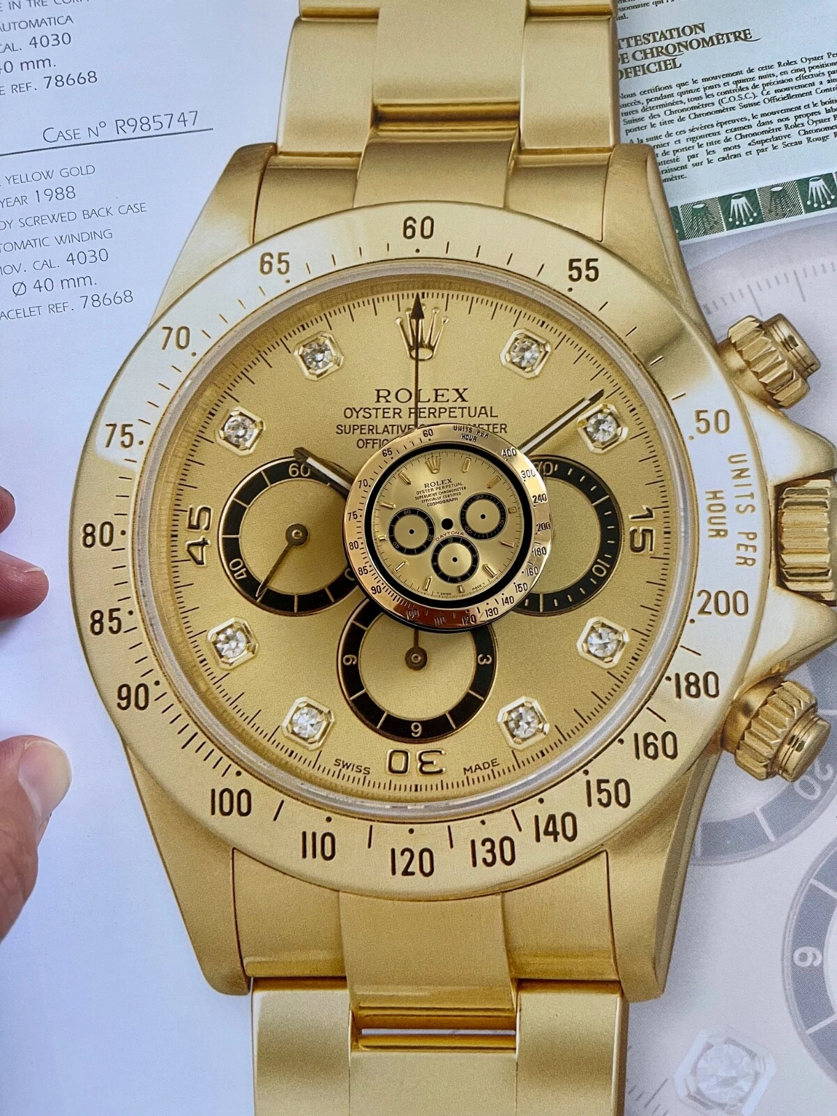 Rolex Daytona zenith inverted 6 Dial, 18ct gold Bezel Ref 16523, 16528, 16518