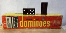 Vintage Halsam Double Six Dominoes Set- Brown/White- 1960’s- Full Set (28)