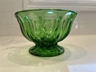 Vintage Anchor Hocking Emerald Green Glass, Fairfield Footed Bowl ￼