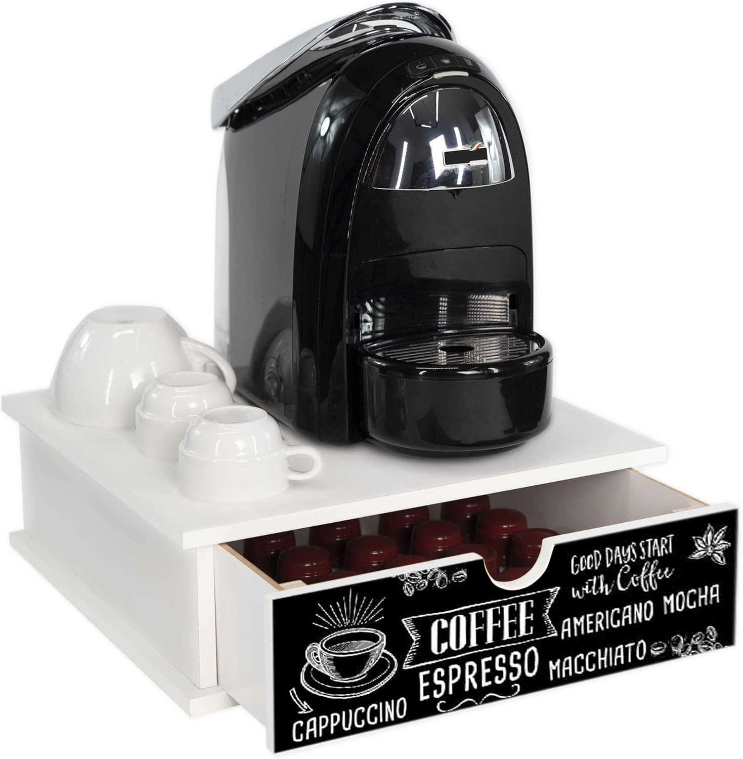 - Contenitore Cassetto Porta Capsule E Cialde Caffè Cassetto ORGANIZER White BLA