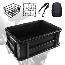 Rear Bike Basket Large Bicycle with Liner Cargo Net and Waterproof Cover Baskets