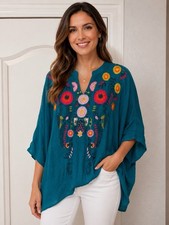 NWT Umgee Embroidered Floral Kimono Wrap Boho Festival M/L