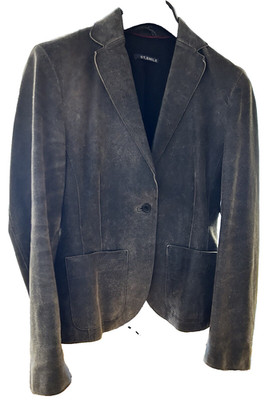St. Emile Damen Lederblazer Echtleder Dunkelgrau Business Elegant Gr. 34