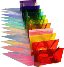 ILLUCKAI 12 Sheets Rainbow Transparent Stained Glass Sheet, 4 X 6 Inch Cathedral