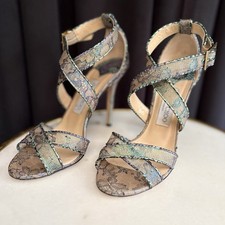 EUC Jimmy Choo Lottie Holographic Iridescent Lace Heels 38.5 8.5