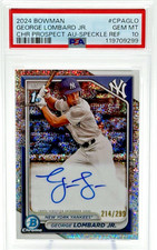 George Lombard Jr 2024 Bowman Chrome Speckle Auto /299 PSA 10 Yankees Prospect