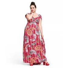 Zac Posen Target Dress Safety Pin Maxi Long Cutout Back Plus Pink Size 22W