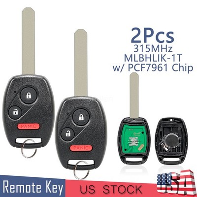 2 For 2010 2011 2012 2013 2014 Honda Fit Insight CR-Z Crosstour Remote Key Fob