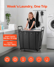 VEVOR Laundry Cart, Rolling Grocery Utility Cart with Waterproof Liner  Swivel