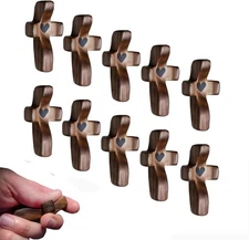10 pcs pocket prayer cross with heart